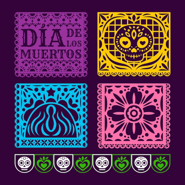 無料ベクター flat dia de muertospicadopapersコレクション