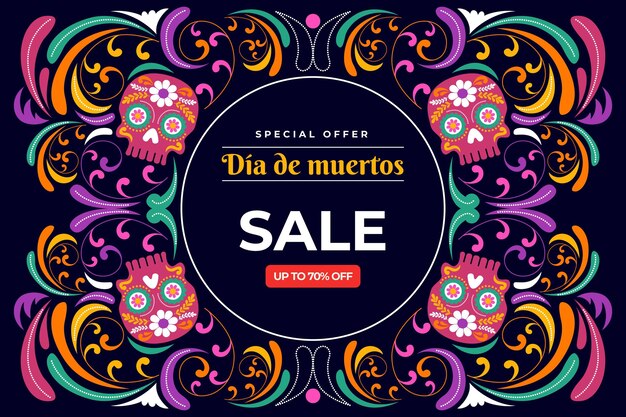 Free vector flat dia de muertos sale background