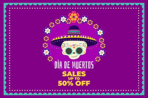 Плоский фон продажи dia de muertos