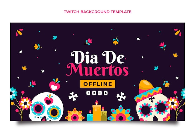 평면 dia de muertos 트위치 배경