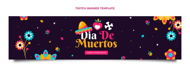 Flat dia de muertos twitch cover template