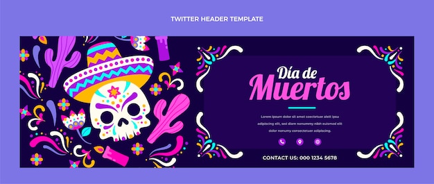 Flat dia de muertos twitter header