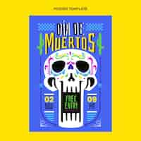 Free vector flat dia de muertos vertical poster template