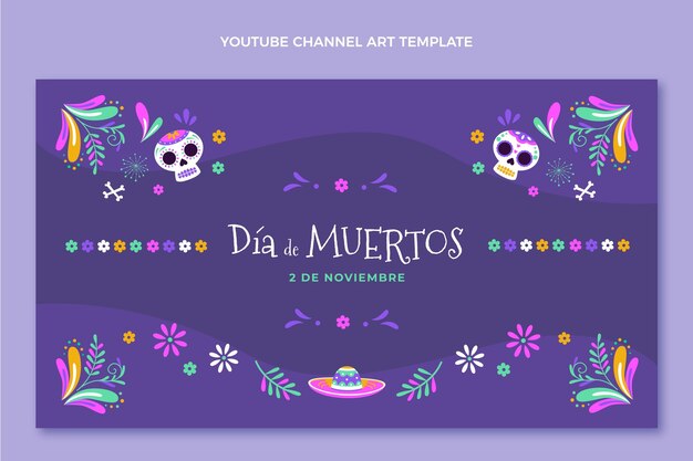 Flat dia de muertos youtube channel art