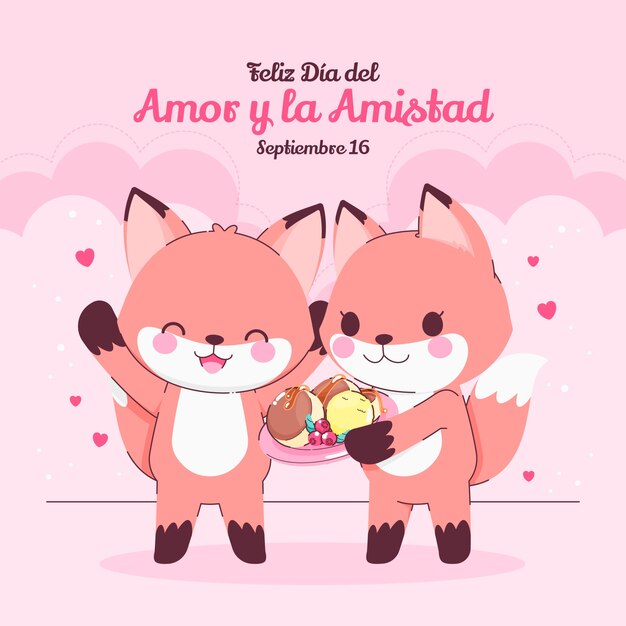 Flat dia del amor y la amistad illustration