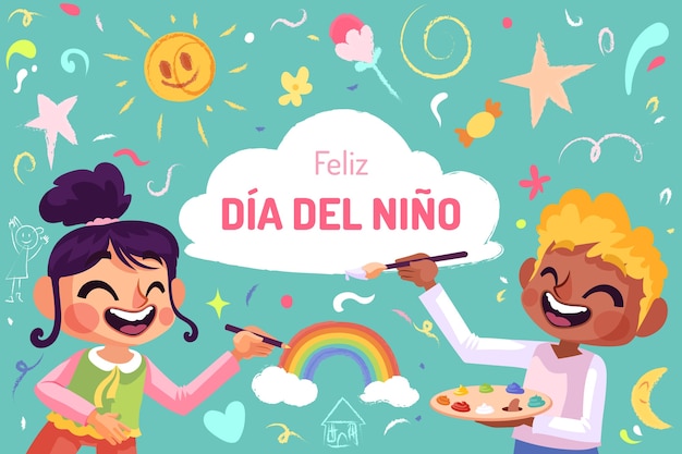 Flat dia del nino background