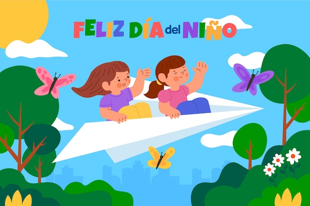 flat dia del nino background