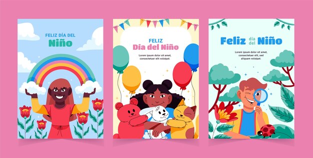 Free vector flat dia del nino greeting card template