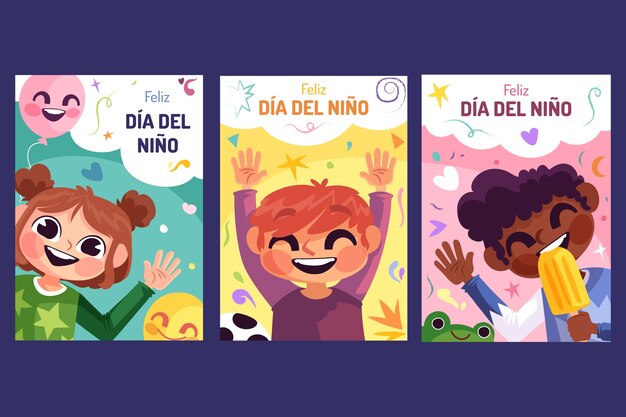Flat dia del nino greeting cards collection