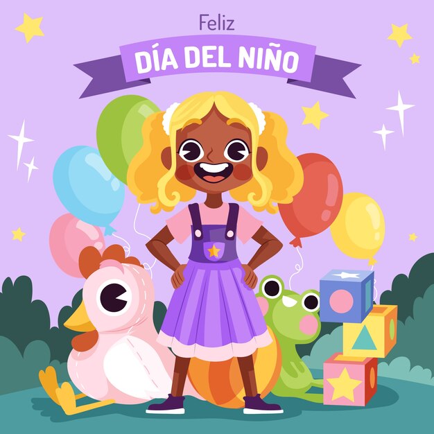 Flat dia del nino illustration