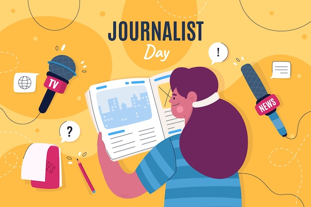 Free vector flat dia del periodista background