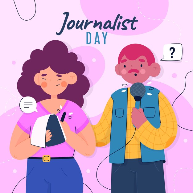flat dia del periodista illustration