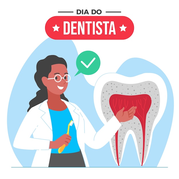 Flat dia do dentista illustration