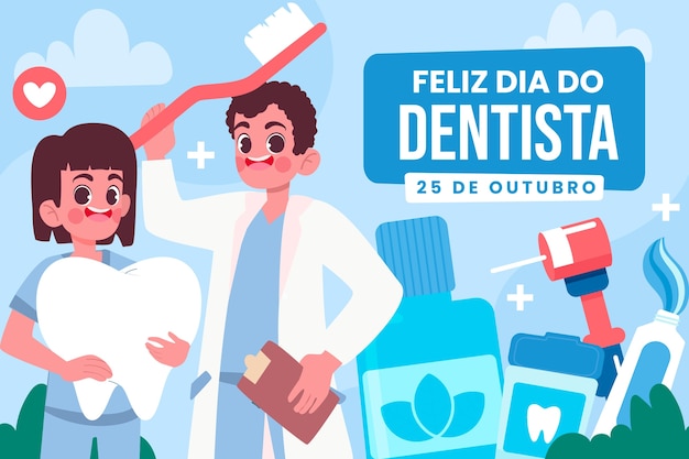 Flat dia do dentista illustration