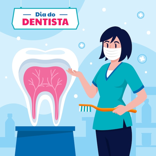 Vettore gratuito il diametro piatto fa l'illustrazione del dentista