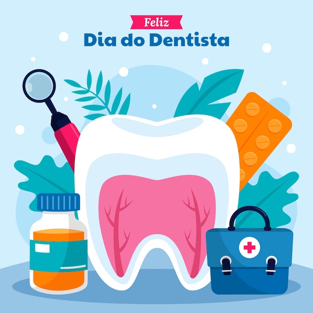 Free vector flat dia do dentista illustration