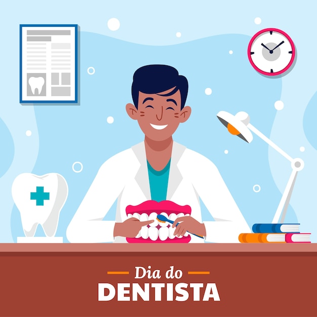 Free vector flat dia do dentista illustration