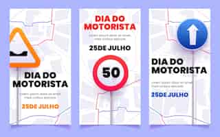 Бесплатное векторное изображение Набор плоских баннеров dia do motorista