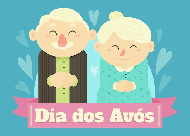 Free vector flat dia dos avos illustration with grandparents