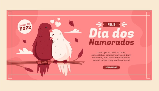 Free vector flat dia dos namorados horizontal banner template