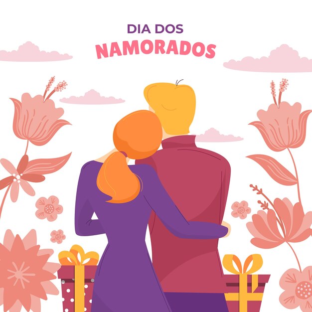 Flat dia dos namorados illustration