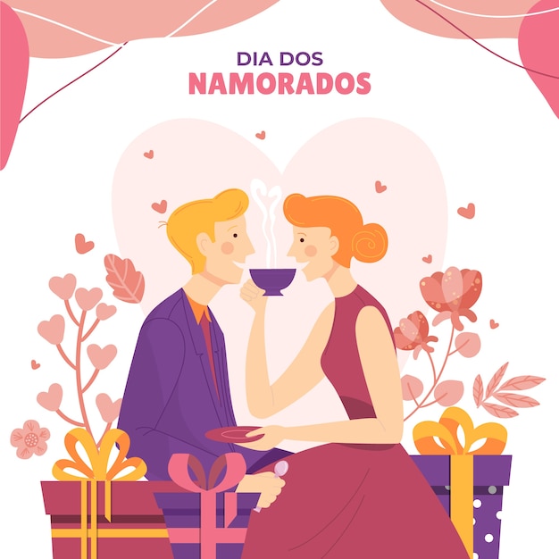 Illustrazione dia dos namorados piatto