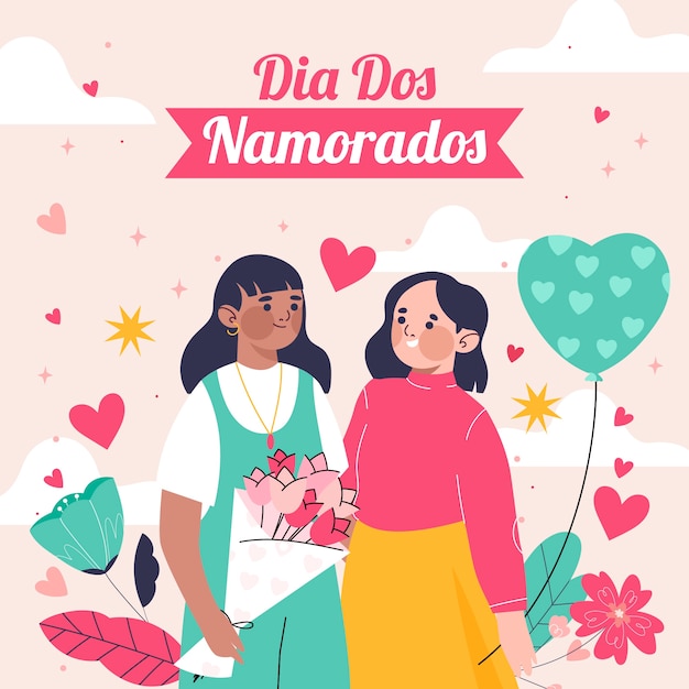 Flat dia dos namorados illustration