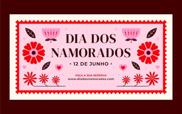 Flat dia dos namorados social media post template