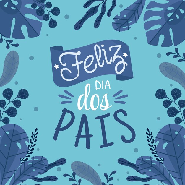 Flat dia dos pais illustration with leaves