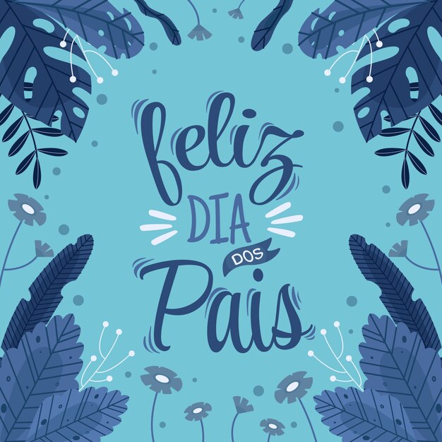 Flat dia dos pais illustration with leaves