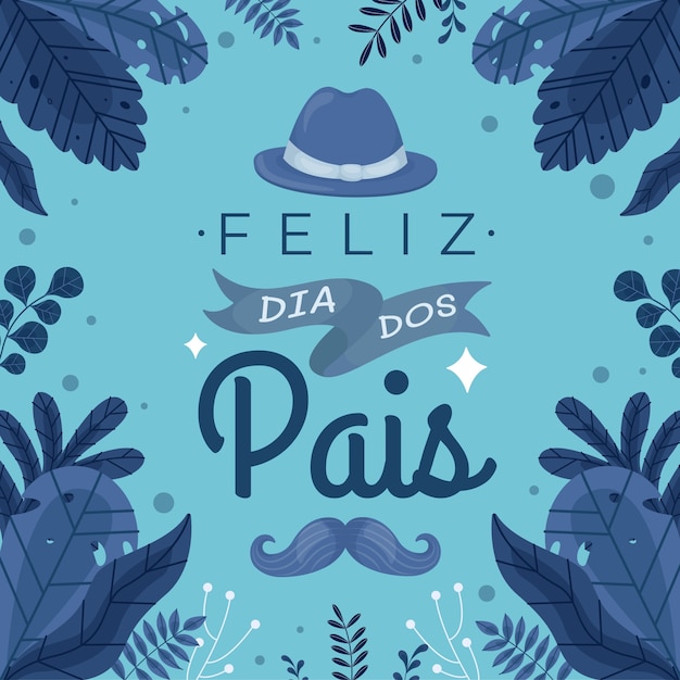 Flat dia dos pais illustration with leaves