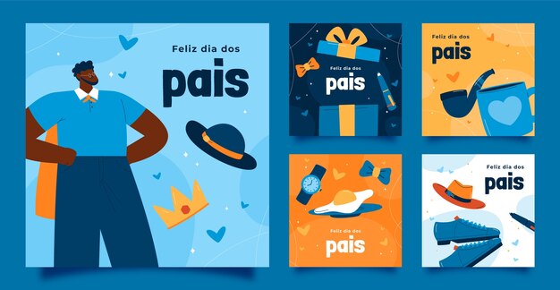 Flat dia dos pais instagram posts collection