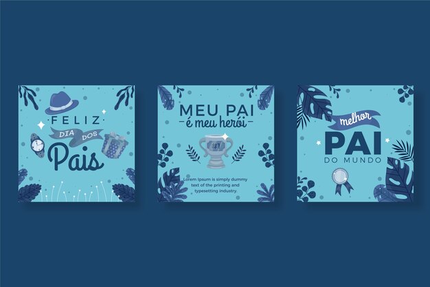 Flat dia dos pais instagram posts collection