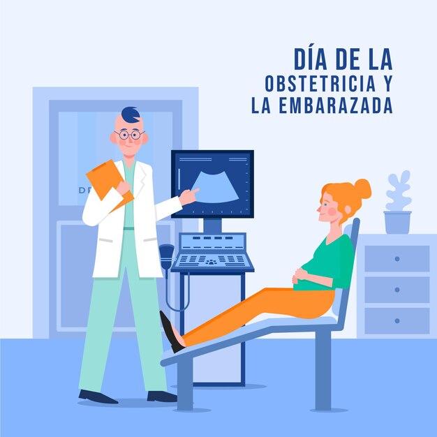 Flat dia internacional de la obstetricia y la embarazada illustration