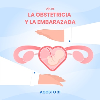 Flat dia internacional de la obstetricia y la embarazada illustration