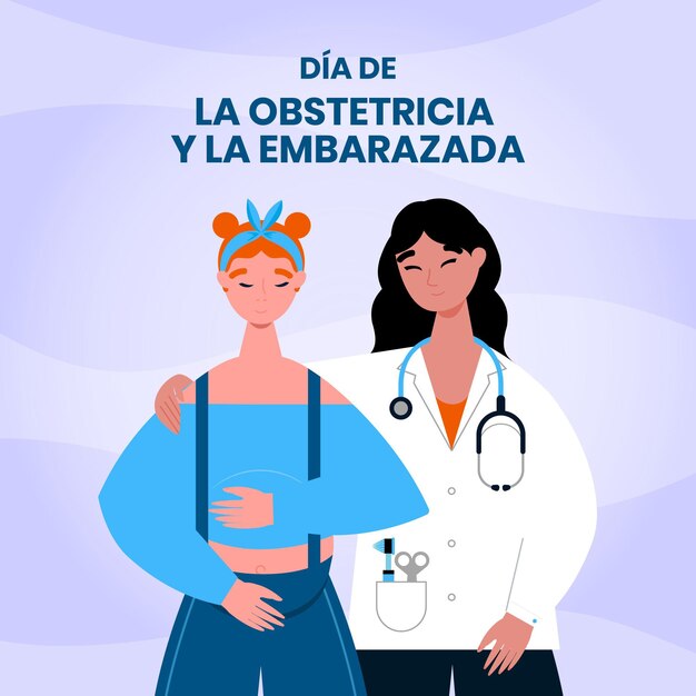 Flat dia internacional de la obstetricia y la embarazada illustration