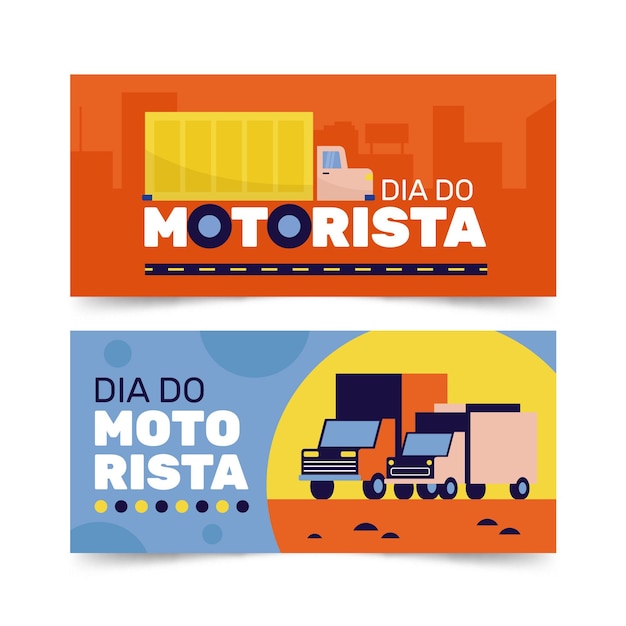 Free vector flat dia do motorista banners set