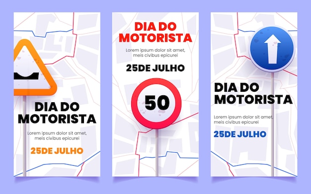 Vettore gratuito piatto dia do set di banner motorista