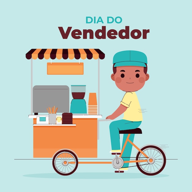 Flat dia do vendedor illustration with employee