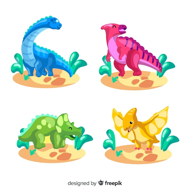 Flat dinosaur collection