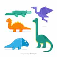 Vettore gratuito collezione di dinosauri piatti