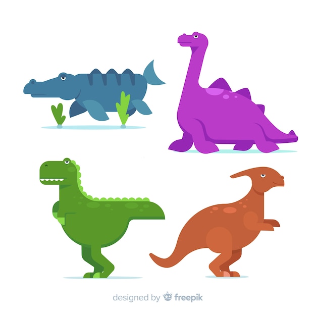 Free vector flat dinosaur collection