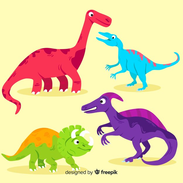 Flat dinosaur collection