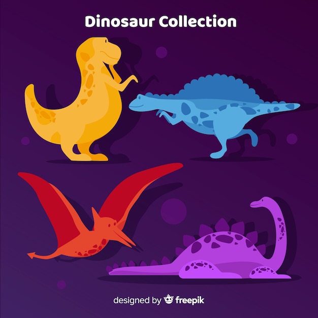 Collezione di dinosauri piatti