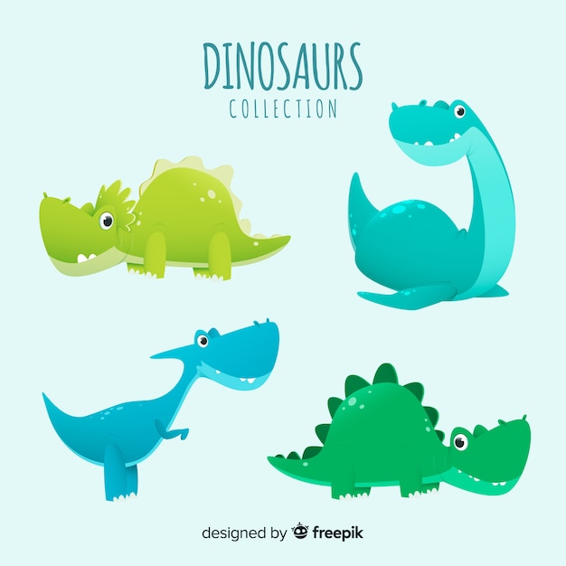 Free vector flat dinosaur collection