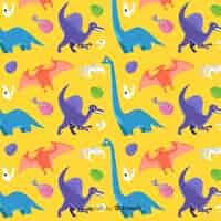 Free vector flat dinosaur pattern