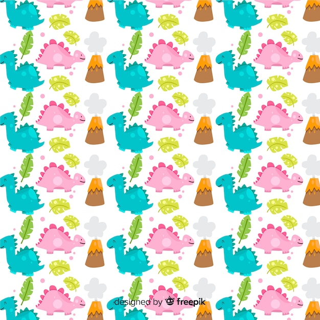 Free vector flat dinosaur pattern