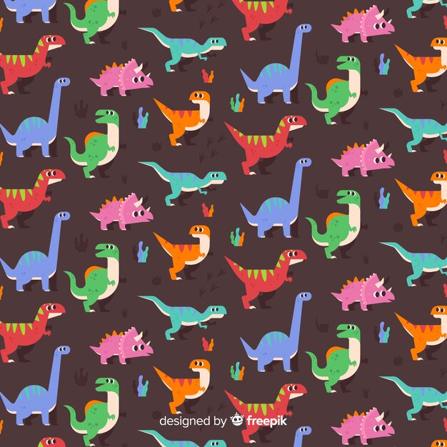 Flat dinosaur pattern