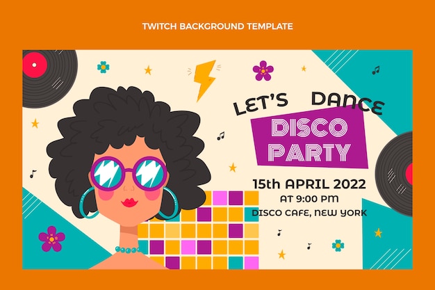 Free vector flat disco party twitch background