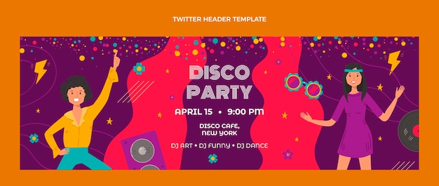 flat disco party twitter header